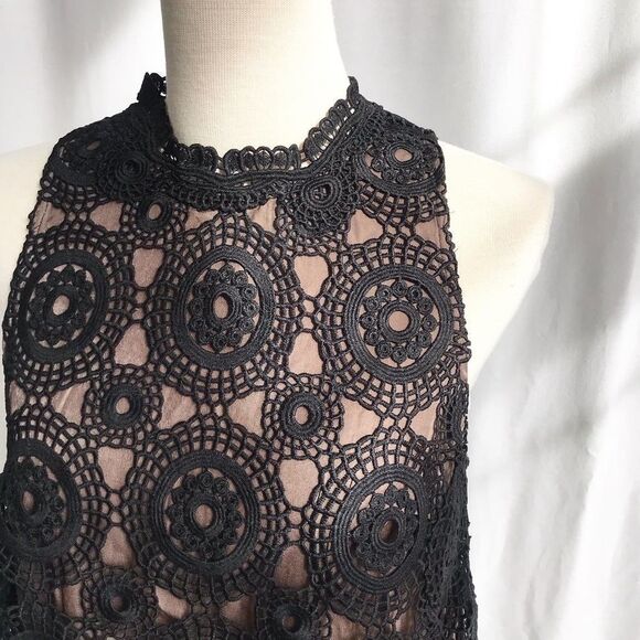 Free People black crochet layered dress Size 0 - Picture 2 of 10